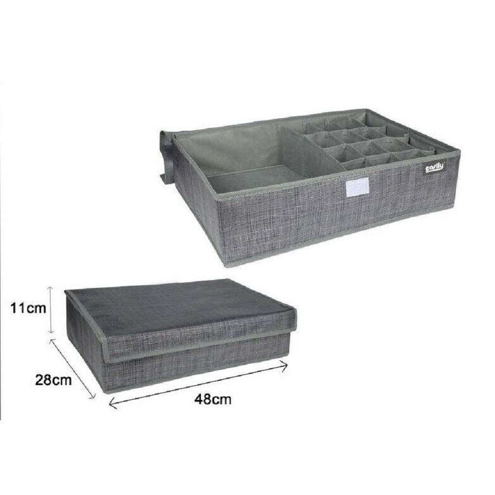 Trade Shop - Porta Oggetti Tessuto Organizer Contenitore Biancheria 17 Posti 48x28x11cm 69722 -