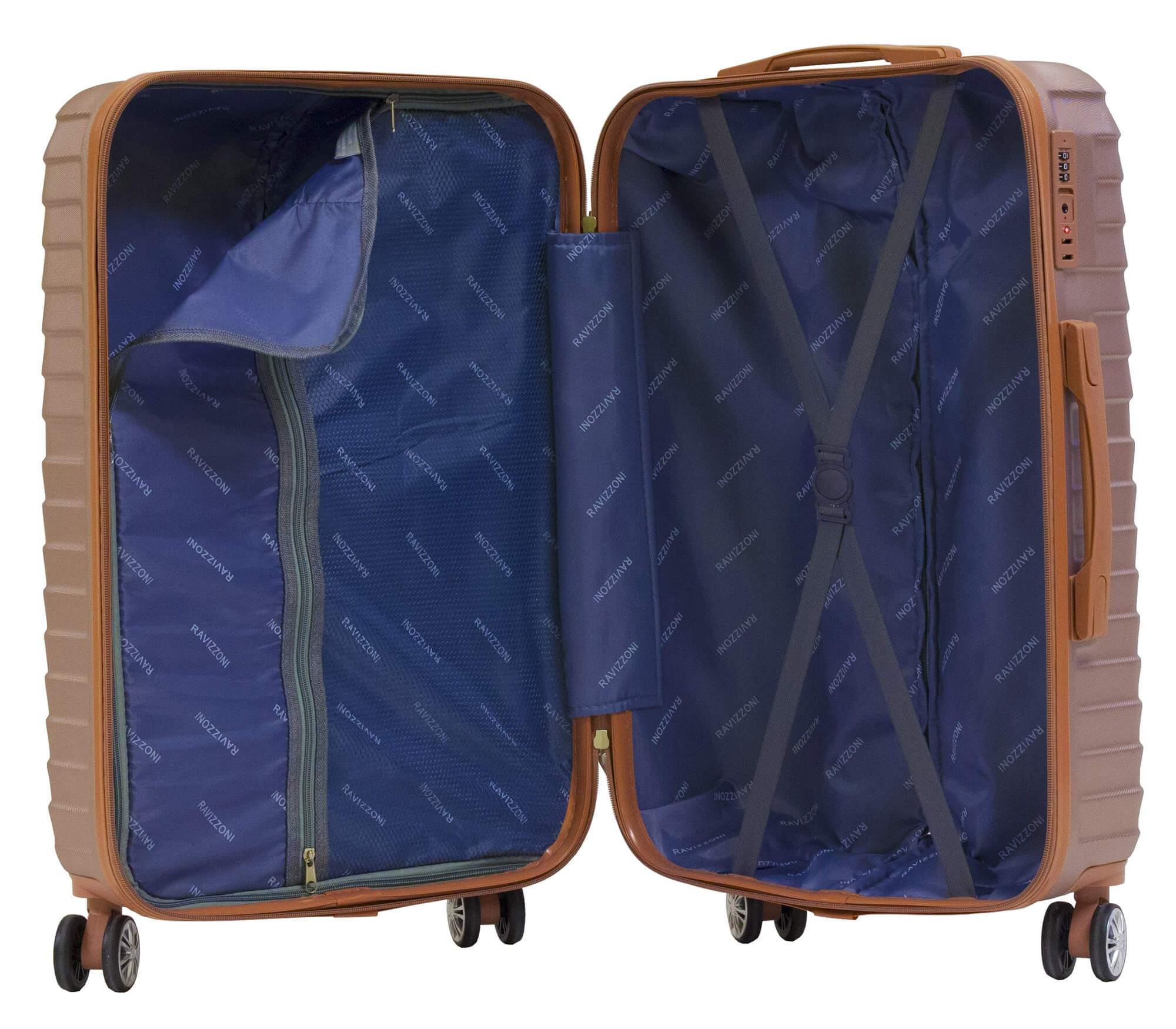 Trolley Valigia Grande Rigida in ABS 4 Ruote TSA Ravizzoni Calipso Golden Rose