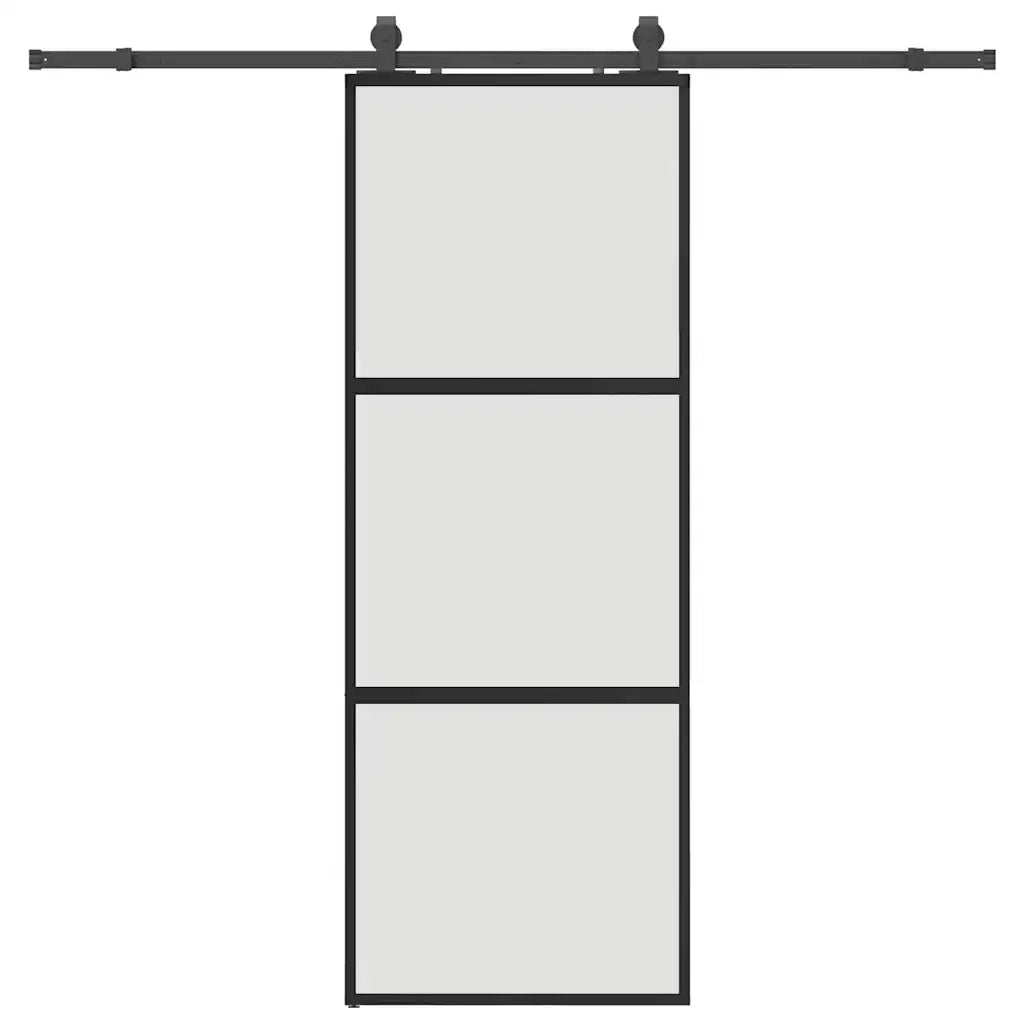 Porta Scorrevole Set Ferramenta Nera 76x205 cm Vetro Temperato 3375954