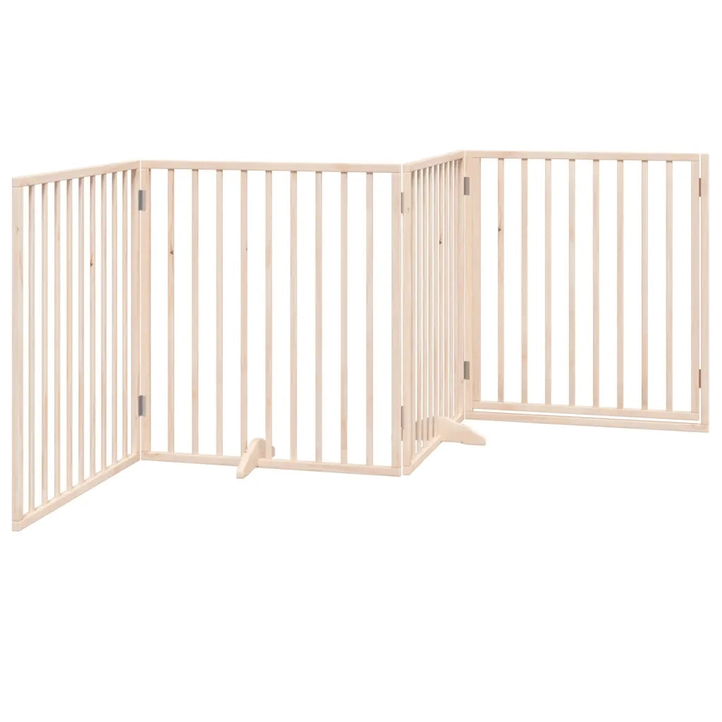 Cancello per Cani con Porta Pieghevole 4 Pannelli 320 cm Pioppo CFW9853954
