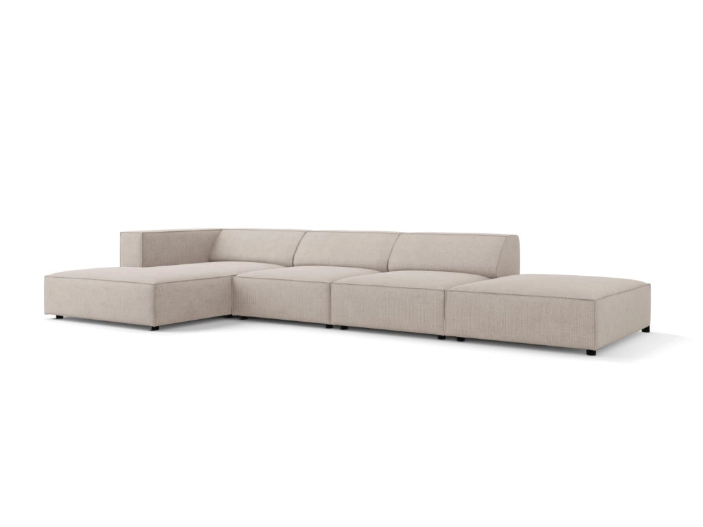 Cosmopolitan Design - Divano angolare sinistro "Arendal" 5 posti in ciniglia con effetto a coste beige scuro 