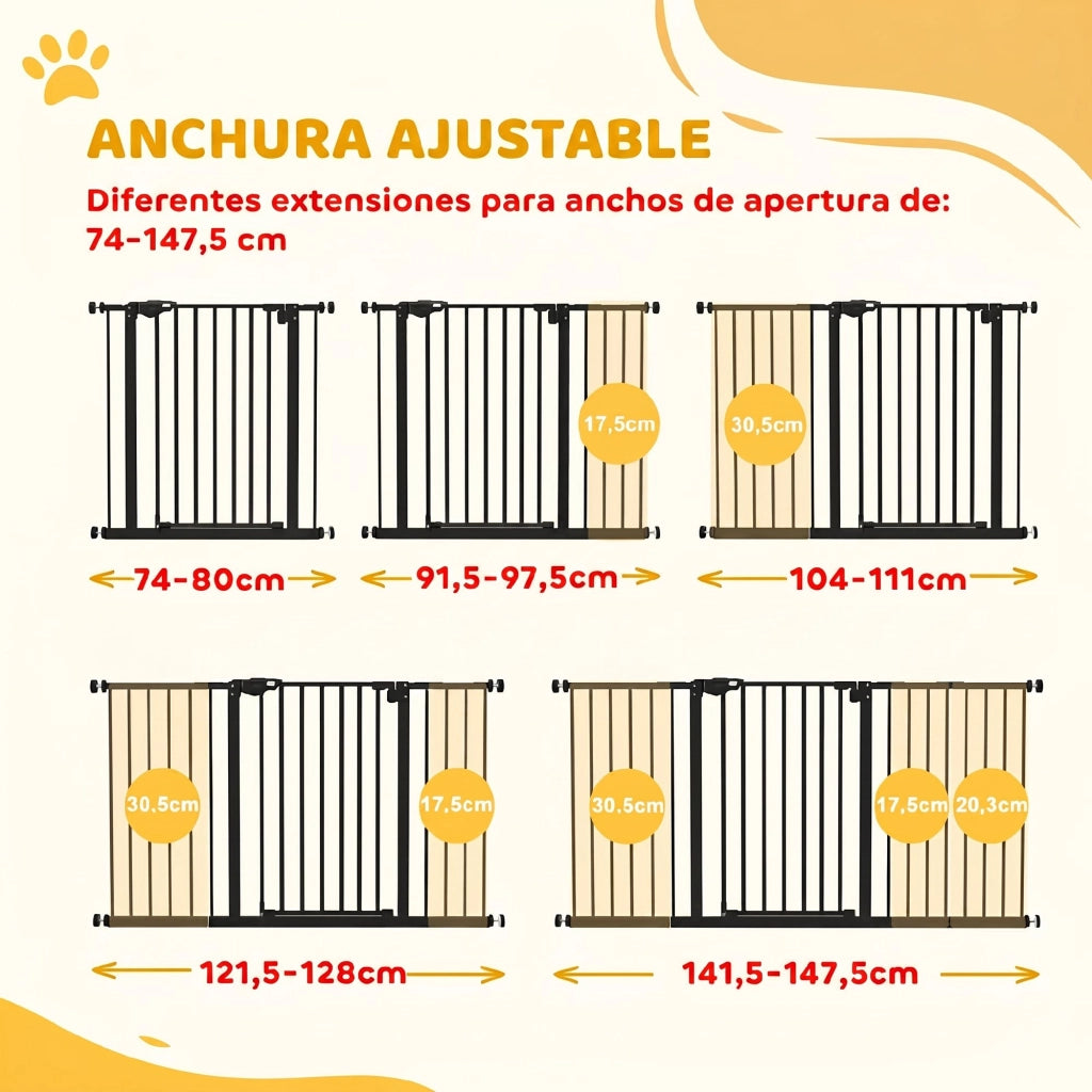 Barriera di Sicurezza Estensibile a Chiusura Automatica ¨C zephmum ¨C 74-147.5x76.2 cm Nero
