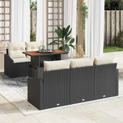 Set da Pranzo per Giardino con cuscino 6 pcs Nero e Crema