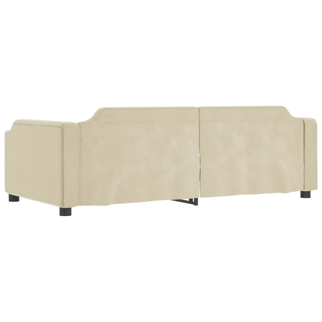 Divano Letto Estraibile con Cassetti Crema 90x200 cm in Tessuto 3197674