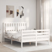 Giroletto con Testiera-Struttura Letto con testiera Bianco 120x200 cm in Legno Massello 959720