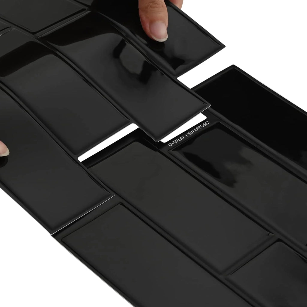 Piastrella subway 20 pcs Nero 29 x 21 cm Poliuretano e PET 42046136
