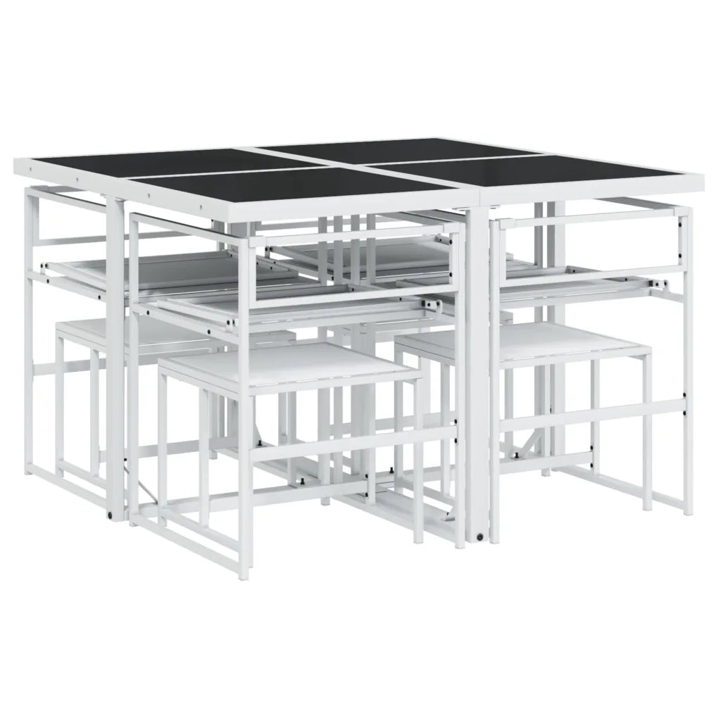 Set da Pranzo da Giardino 9 pz | Set Salotto da Giardino con Cuscini Bianco in Textilene