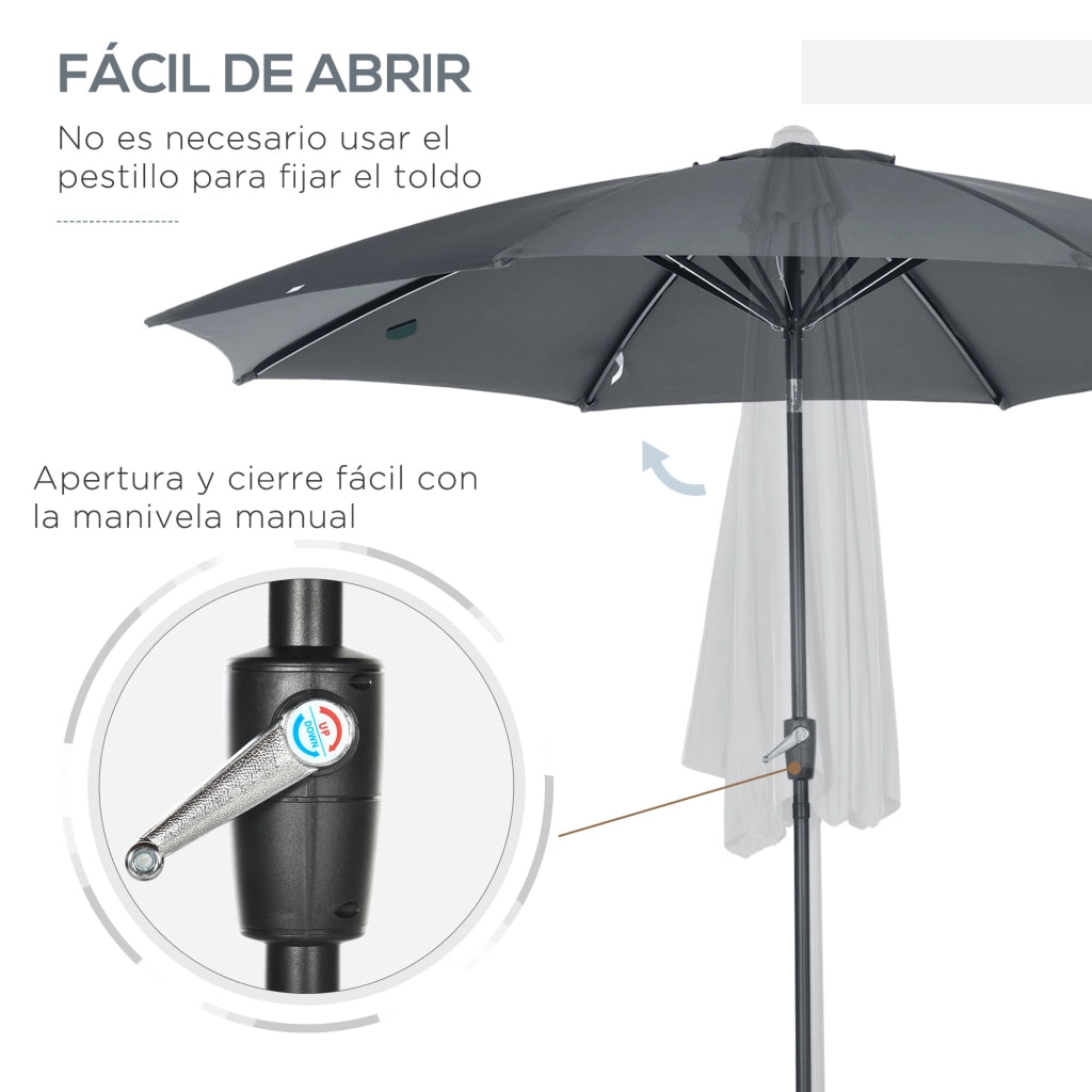 Ombrellone da Giardino con Manovella Inclinabile ¨C Xylo ¨C Grigio ?300x252 cm
