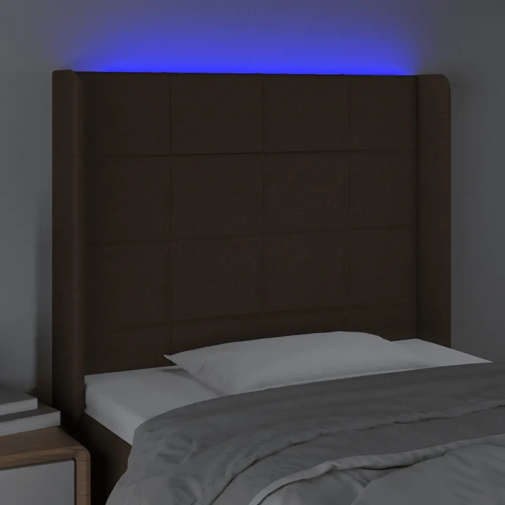 Testiera a LED Marrone Scuro 93x16x118/128 cm in Tessuto cod mxl 47856