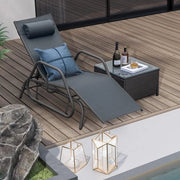 Sedile solare con funzione di oscillazione, sedile solare con schienale regolabile, sedile solare con cuscino per la testa, tessuto respirante, sedile per il relax, sedile per il terrazzo per piscina e giardino (grigio)