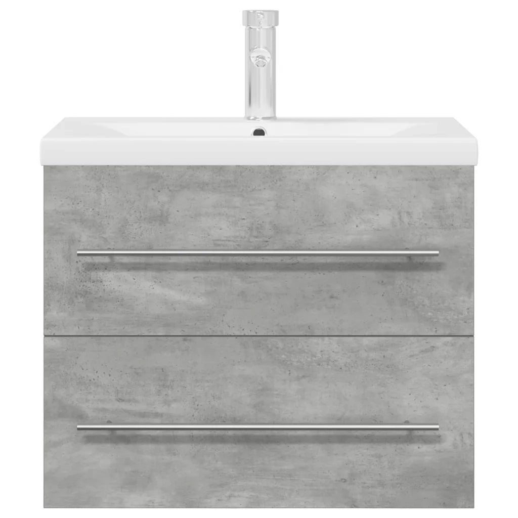 Set Mobili da Bagno 2 pz Grigio Cemento in Legno Multistrato