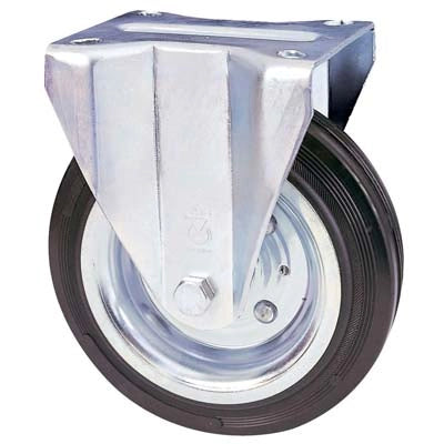 RUOTA A FORCELLA SU PIASTRA 80A AVO  A/ZINCR/GOMMA NERA D.MM 160X40 P.MM 140X110