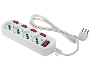 MULTIPRESA 4 POSTI BIPASSO+1SCHUKO C/INTER.SU OGNI PRESA LINEA RETAIL- - bianca 474344 - 1 pezzi FANTON