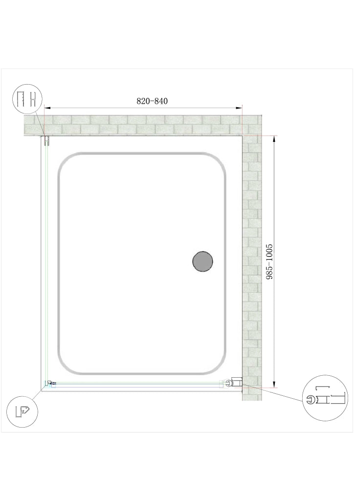 Box Doccia Battente e Parete Fissa Laterale Vetro Temperato 8 mm Easy-clean Reversibile PORTA 82-84 + FISSA 98,5-100,5