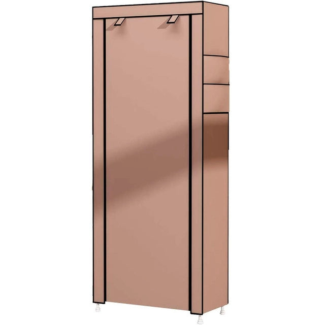 Armadio Scarpiera in tessuto con anta con cerniera 160x60x30 cm (Marrone)