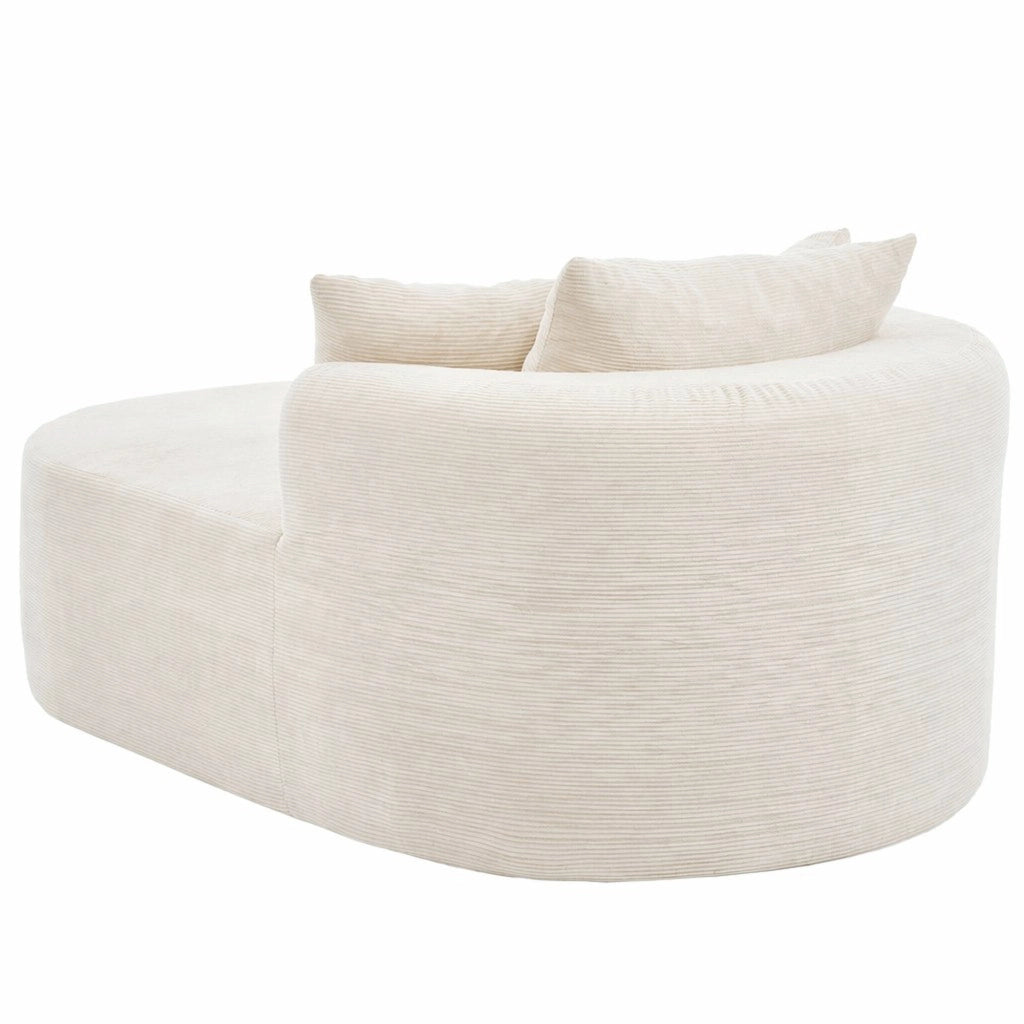 Poltrona relax ovale in tessuto a coste - seduta profonda e forma compatta - beige chiaro