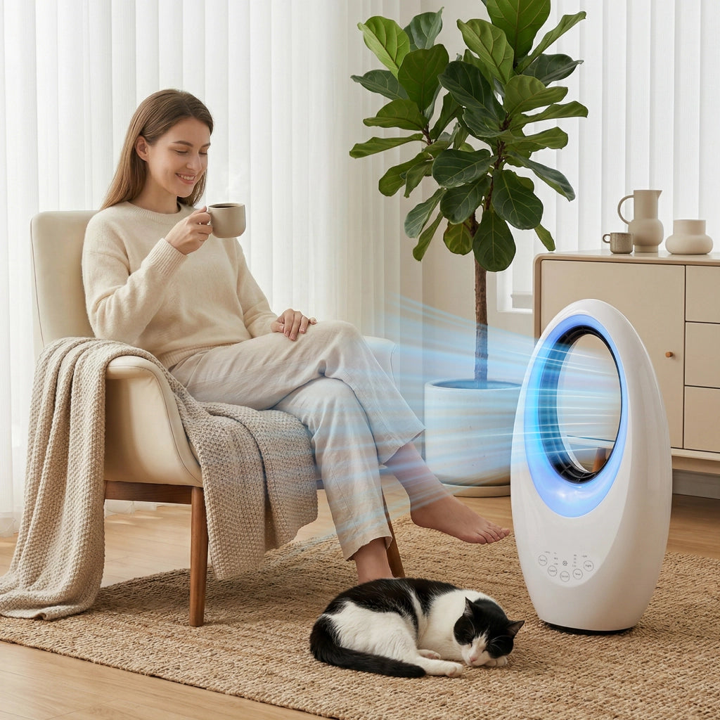 Ventilatore da pavimento senza pale con oscillazione ¨C zephmum ¨C LED, 3 velocita'