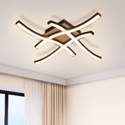 ZMH Lampada da soffitto plafoniera LED legno nero design onda bianco caldo moderna per soggiorno