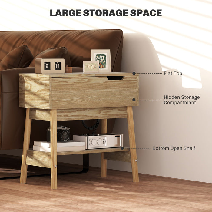 Tavolino da Salotto in Stile Boho 30x60x60,5 cm con Vano a Scomparsa in MDF color Legno