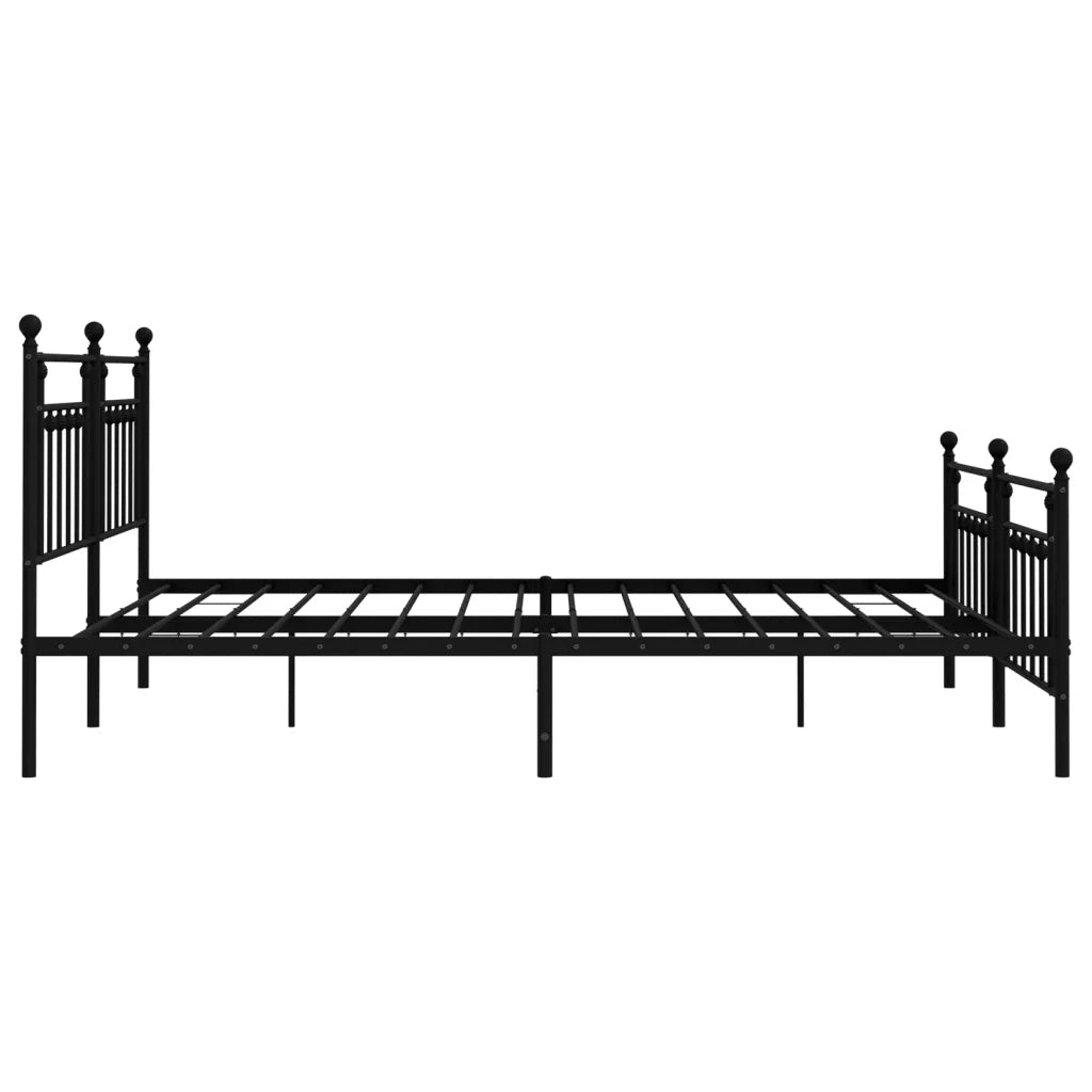Letto matrimoniale | Letto per adulti | Giroletto con Testiera e Pediera Metallo Nero 200x200 cm