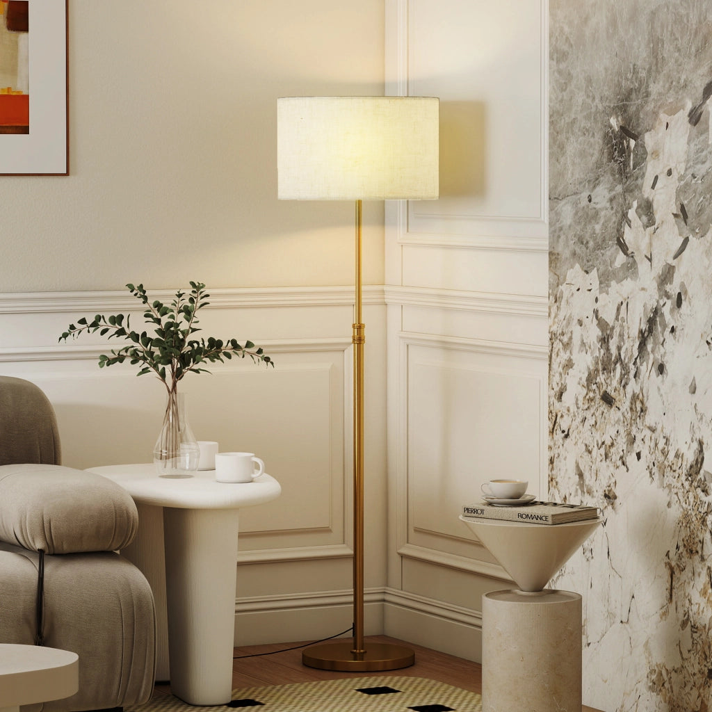 Lampada da Terra con Telecomando e Luminosit¨¤ Regolabile ¨C zephmum ¨C Oro, Tessuto, 3000K-6000K