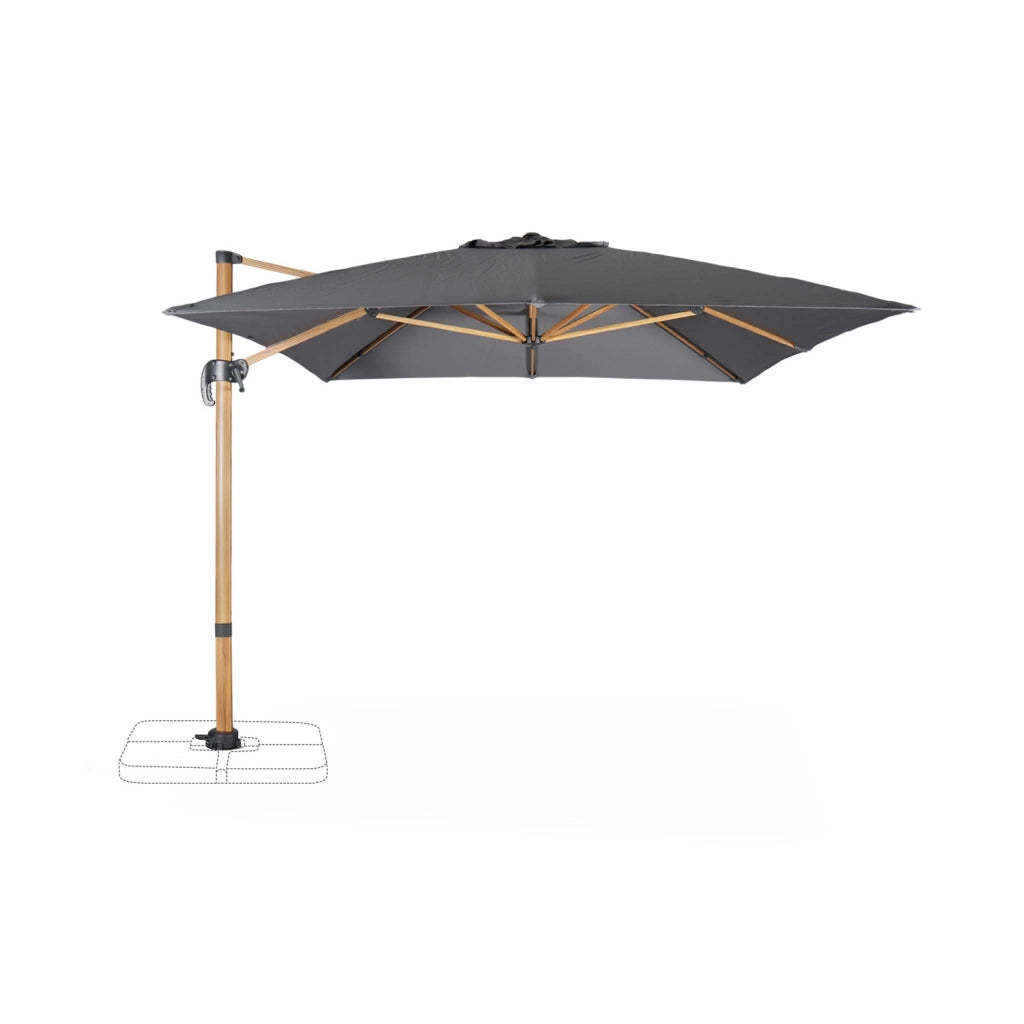 Ombrellone rettangolare asta effetto legno, 3x4m, grigio