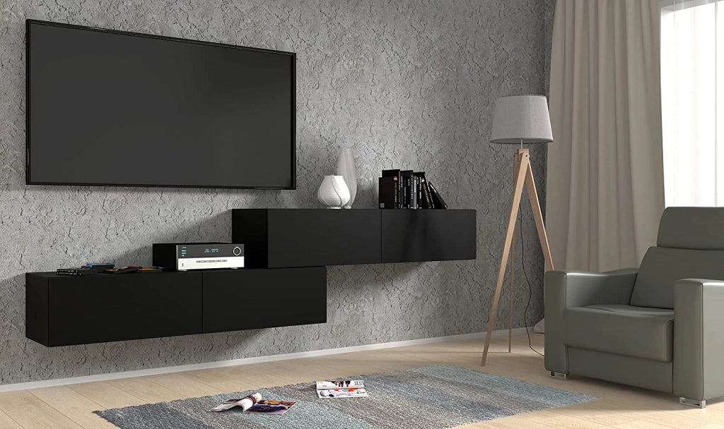 MOBILE TV PORTA TV STAND TV SOGGIORNO BINGO 140x40x30cm NERO OPACO