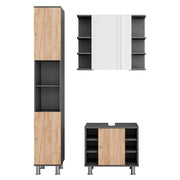 Vicco Set di mobili da bagno Antracite/quercia dorata 3 parti con colonna