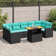 Set Divani da Giardino con Cuscini 8 pz Nero in Polyrattan