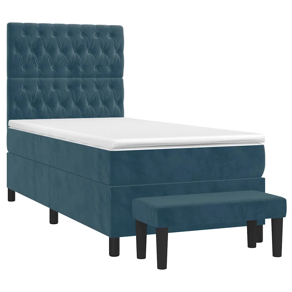 Giroletto a Molle con Materasso Blu Scuro 90x190 cm in Velluto