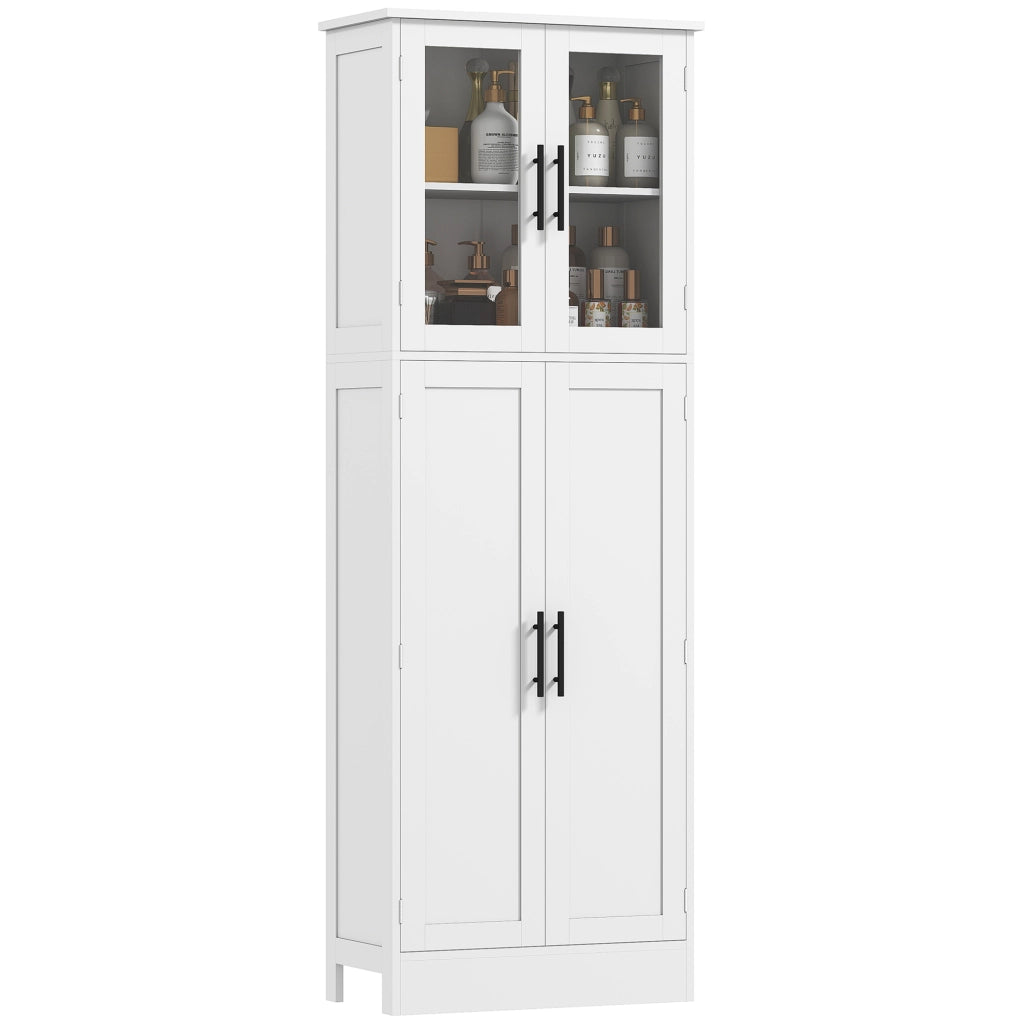Mobile Bagno Alto con Ripiani Regolabili e Ante in Vetro ¨C Minimal ¨C 60x30x170 cm Bianco