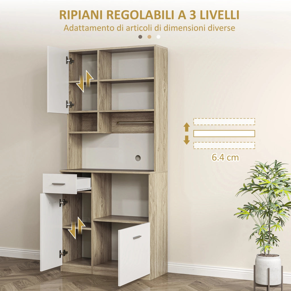 Armadio Dispensa con Cassetto e 3 Ante ¨C zephmum ¨C Bianco 80x35x180 cm