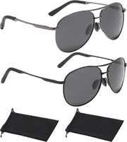 Sole brille polarizzata con protezione UV - Occhiali da sole per uomo outdoor - Sole brille da aviatore retro con 2 compartimenti occhiali - Lente grigia - Unico modello.