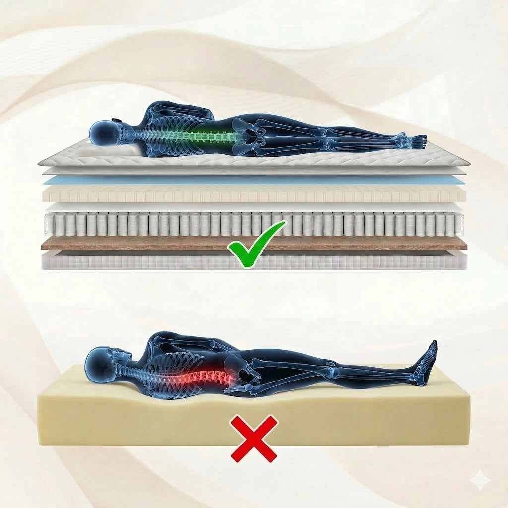 Materasso Ortopedico 140x200 cm H4 Alto 25 cm con 7 Zone a Molle Insacchettate; Schiuma Comfort e Certificazione OEKO-TEX