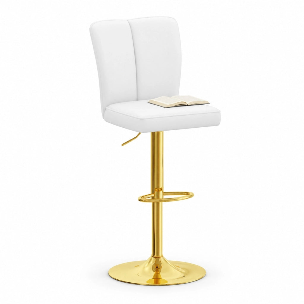 Set di 2 sgabelli da bar regolabili bianco e oro in PU