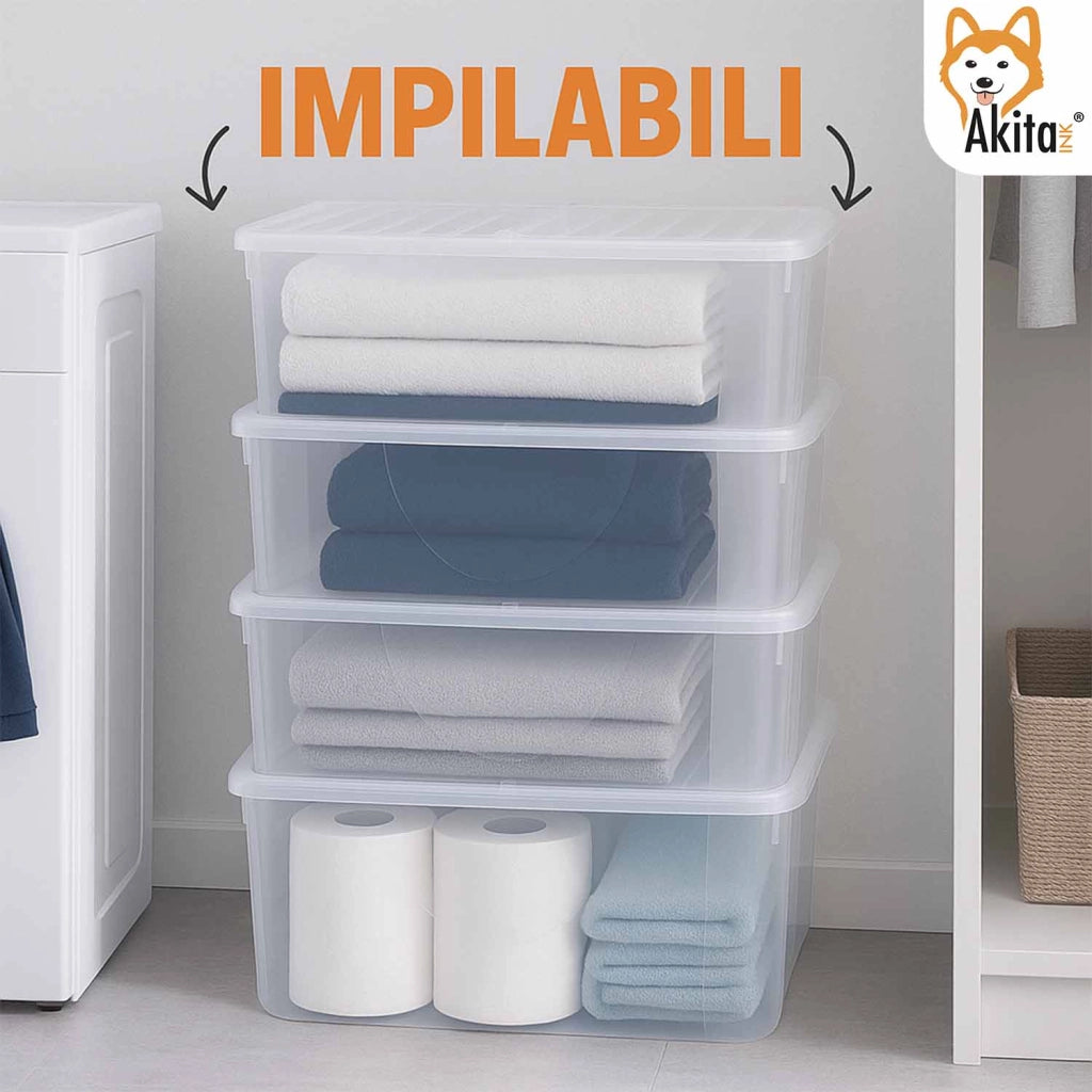 Akitaink Contenitore Plastica 40L Doppia Apertura