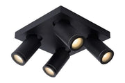 Lucide Taylor plafoniera 4 luci GU10 nera IP44 2200-3000K