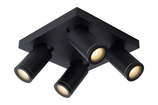 Lucide Taylor plafoniera 4 luci GU10 nera IP44 2200-3000K