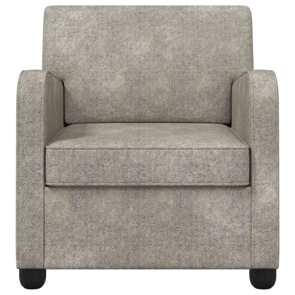 Poltrona Grigio Chiaro Pelle Scamosciata Sintetica 42043424
