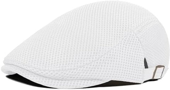 Cappello leggero e respirante per uomini, modello estivo, realizzato in tessuto mesh morbido, colore bianco, misure 55-59.