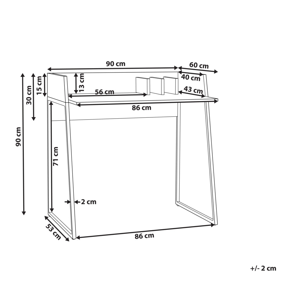 Scrivania per l'ufficio in legno chiaro e MDF bianco 90 x 60 cm con foro a occhiello