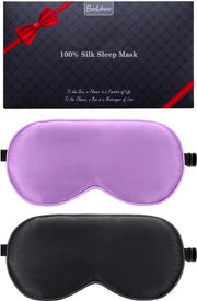 Slaapmasker in set da 2, con cinturino regolabile, realizzato con 100% seta naturale pura, maschera per gli occhi per dormire, maschera per gli occhi per yoga e viaggio, blocca la luce, cod. 12345, modello 001, materiale 100% seta naturale pura