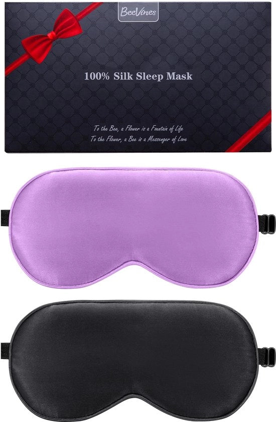 Slaapmasker in set da 2, con cinturino regolabile, realizzato con 100% seta naturale pura, maschera per gli occhi per dormire, maschera per gli occhi per yoga e viaggio, blocca la luce, cod. 12345, modello 001, materiale 100% seta naturale pura
