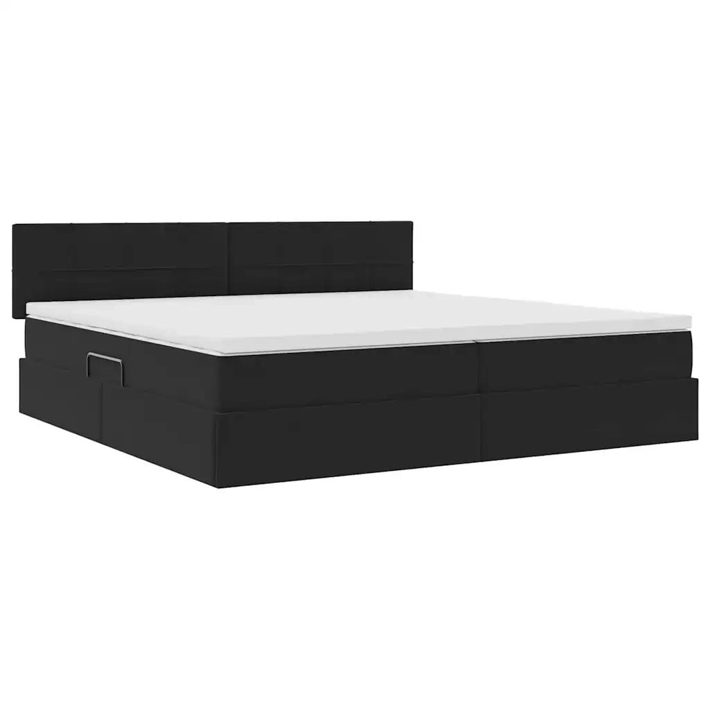 Letto con contenitore e LED con led Nero 200 x 200 cm Velluto