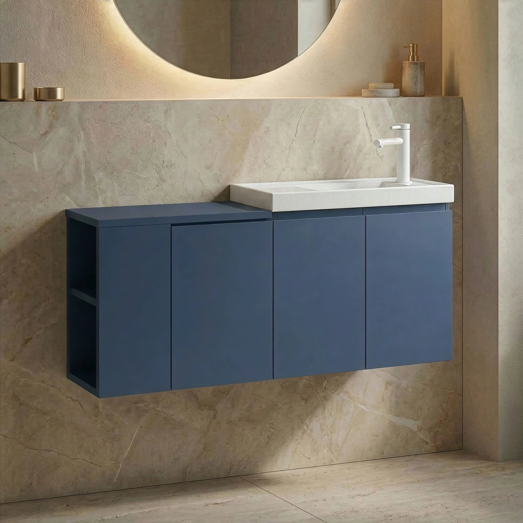 Mobile lavabo "Ferla 110" - 110 x 22 x 45 cm - Blu petrolio