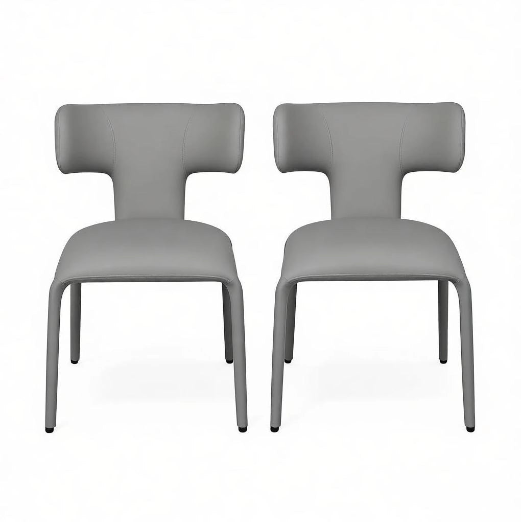 Set di 2 sedie con ruote in similpelle grigia