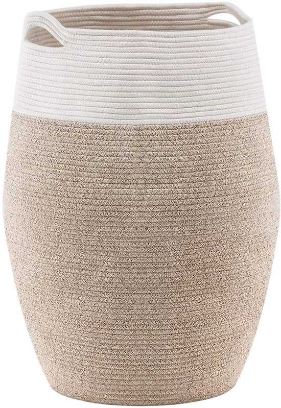 Cestino per bucato 105 litri - Cestino per bucato con coperchio - Tela di cotone intrecciata - Dimensioni oversized 49 x 65 cm - Maniglione morbido - Design unico - Cestino per bucato