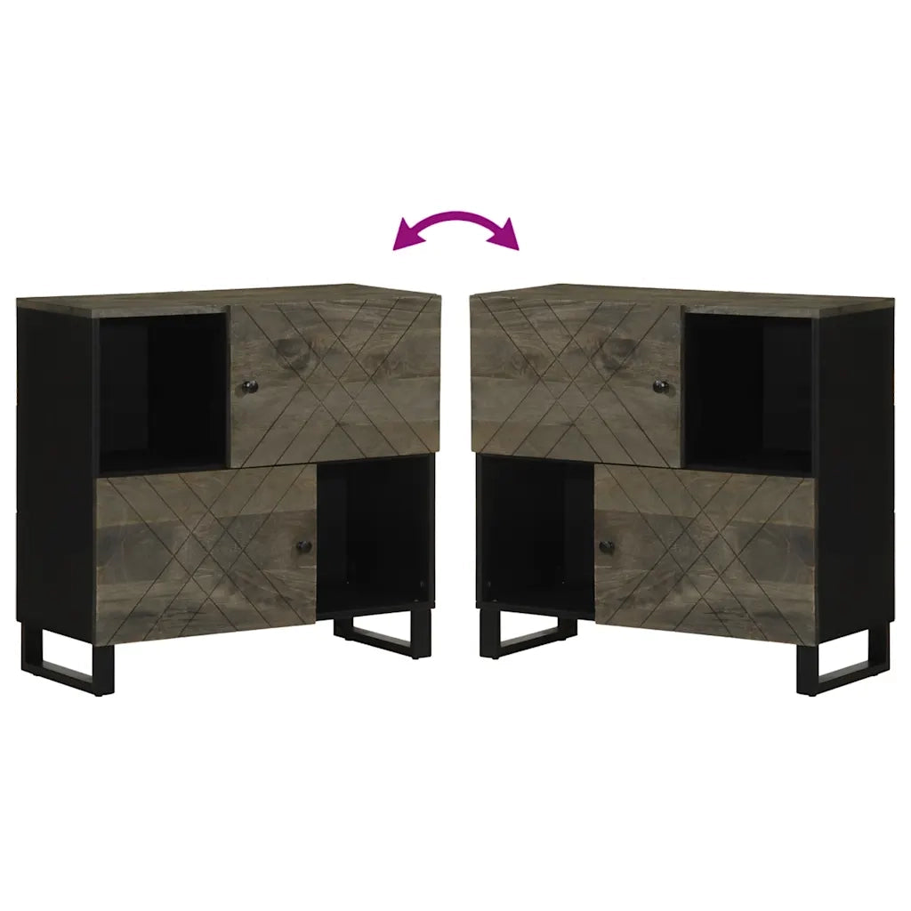 Credenza-Buffet-Armadio da cucina Nera 80x33x75 cm in Legno Massello di Mango