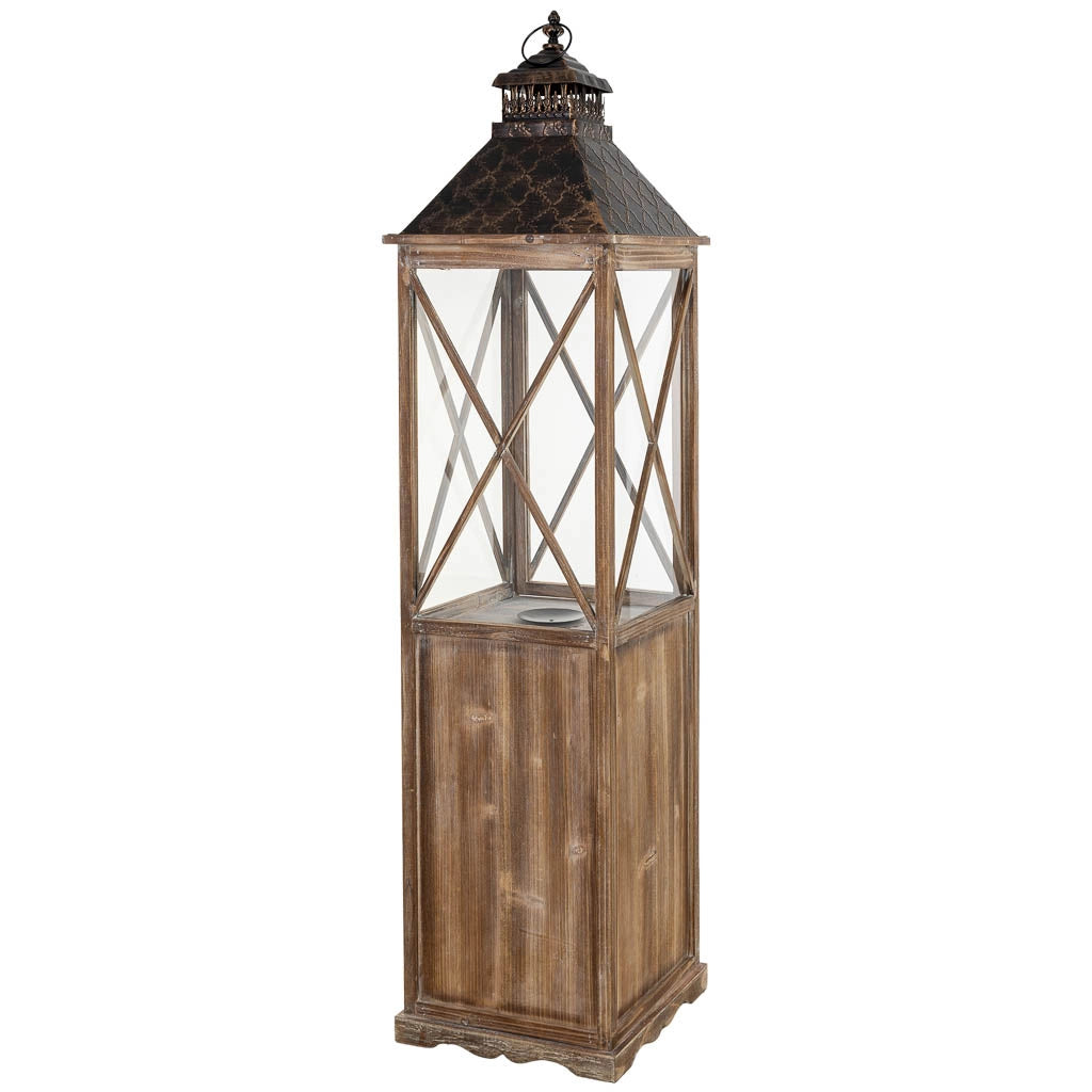 Lanterna in legno marrone 32x32x133h cm