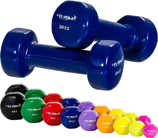 2 Halter di vinile 5kg verde e 2kg rosso - set di 2 halti con superficie di vinile